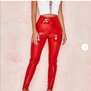 House of CB Red Vegan leather pants
